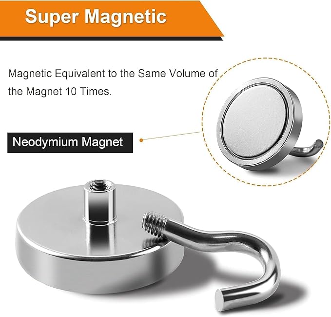 DIYMAG Magnetic Hooks, 170lbs+ Magnet Garage Hook 2026 Cruise Cabin Ship Essentials Heavy Duty Strong Magnets Refrigerator Fridge Hanging for Classroom Beach Vacation Kitchen Grills Silver 16 Pack