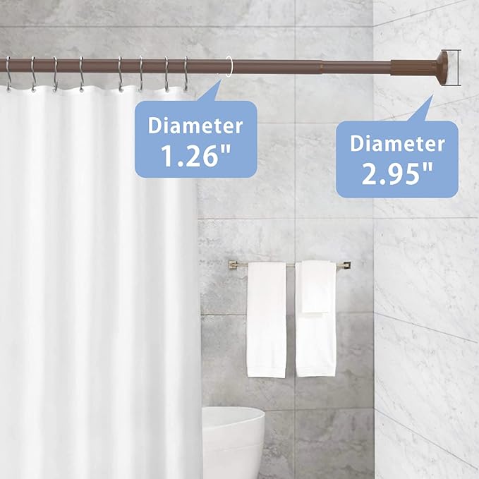 Tension Shower Curtain, Spring Shower Tension Curtain Rod, Closet Rod, for Windows or Shower, Rust Resistant Easy to Install, Umimile (Brown, 51-86”)