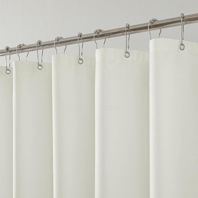 2 Pack Water-Repellent Fabric Shower Curtain Liner - Hotel Quality Machine Washable, 3 Heavy-Duty Magnets with Rustproof Grommets & Weighted Hem, Standard Size 72x72in Cream