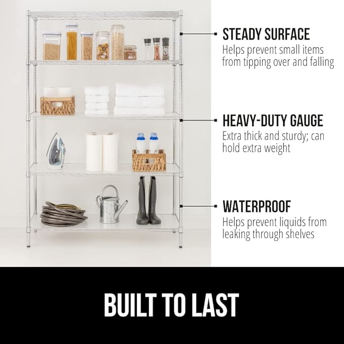 GORILLA GRIP ShelfGuard Wire Shelf Liner Compatible with Amazon Basics Shelving Unit, Set of 4 Waterproof Liners for Organizing Metal Rack Shelves, Kitchen Cabinets, Cupboard, Pantry, 14x36 Clear