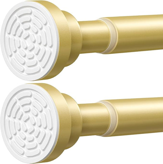 AIZESI Gold Tension Curtain Rod No Drilling 28-50Inch-2PCS,Spring Tension Rod Non-Slip,Bathroom Shower Rod Non-Rust,Adjusatable Tension Rod For Windows Doorway Curtains