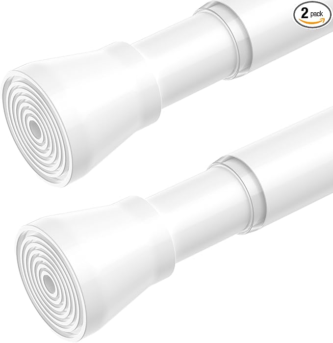 2Pack Spring Tension Curtain Rod 30-64 Inch 7/8" Diameter, Adjustable No Drilling Black Curtain Rods for Window, Doorway, Bathroom, Closet, Kitchen, Shower Stall