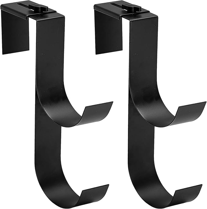 codree 2 Pcs Adjustable Pool Fence Hooks for Pool Equipment, Black Heavy Duty Fence Hooks for Pool Poles, Slipe-on Fence Hanger for Pool Hose Pool Skimmer, Fits 1.4 Inch to 3 Inch Railing