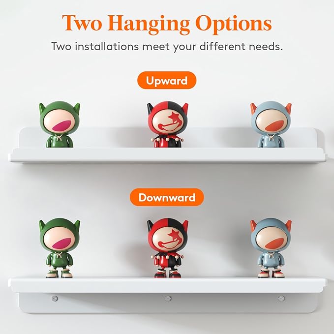 Lifewit Floating Shelves for Wall, Acrylic Display Shelf Wall Mounted for Figure, Car, Art, Book, 14" Perfume Organizer for Bathroom, Bedroom, Living Room, Nursery, Home Decor, White, 10 Pack