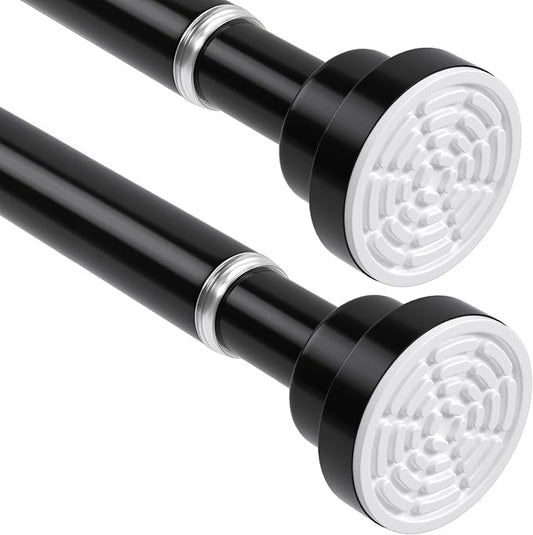 Tension Curtain Rod 30 To 49 Inch Black Tension Rods Adjustable Spring Loaded Curtain Rods 7/8" Curtains Rods No Drilling Tension Rods For Windows Bedroom Closet Doorway Door 2pcs