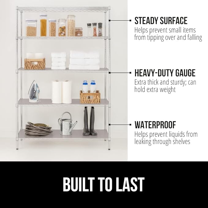 GORILLA GRIP ShelfGuard Wire Shelf Liner Compatible with Amazon Basics Shelving Unit, Set of 4 Waterproof Liners for Organizing Metal Rack Shelves, Kitchen Cabinets, Cupboard, Pantry, 18x36 Charcoal