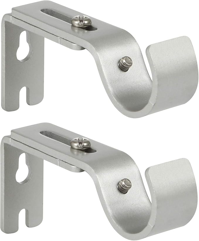 Heavy Duty Adjustable Curtain Rod Brackets Rod Holders for 1 Inch Rod, Silver Color, (Set of 2)