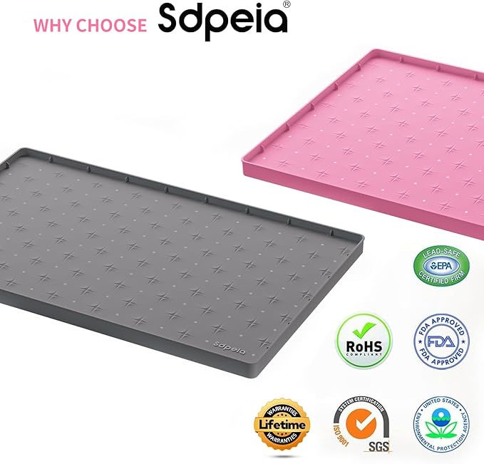 Sdpeia Under Sink Mat 22"×19" Waterproof Silicone Cabinet Liner & Sink Protector for Kitchen & Bathroom, Multi-Purpose Organizers Tray for Pets, Laundry, Cat Litter Mat,Gray