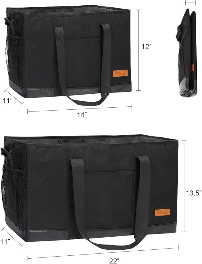 WONDAY Extra Large Utility Tote Bag - Standing Reusable Grocery Bag with Handle, Collapsible Storage for Shopping, Beach
