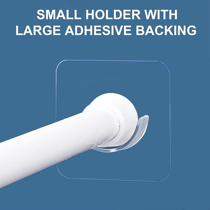 Venupple Spring Tension Rod Holder, 2 Packs 1.18 Inches Small Transparent Shower Rod Bracket No Drilling, Small Adhesive Tension Curtain Rod Retainer Shower Curtain Rod Holder