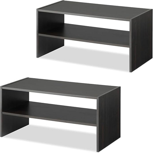 Whitmor Stackable 31" Extra Wide 2-Shelf Storage Organizer, Espresso，2 Pack