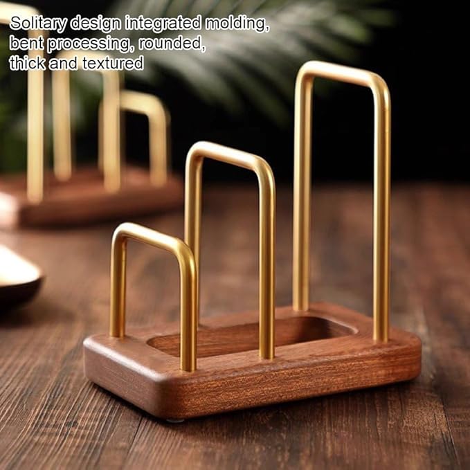 Chopping Board Rack with Wood Base Multi Layer Lid Holder Baking Pan Storage Organiser Cabinet Accessory for Home Kitchen