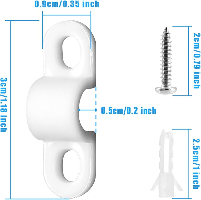 BokWin 24 Sets Wire Shelf Back Wall Clip,White Wire Shelf Loop Clips for Concrete Installation（120）