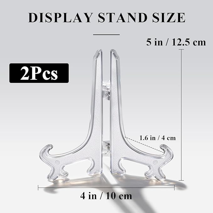 5 Inch Clear Acrylic Book Stand Holder 2pcs Display Easel for Cookbooks Table Numbers Photo Frames Office Desk Decor Foldable Plate Display Stands