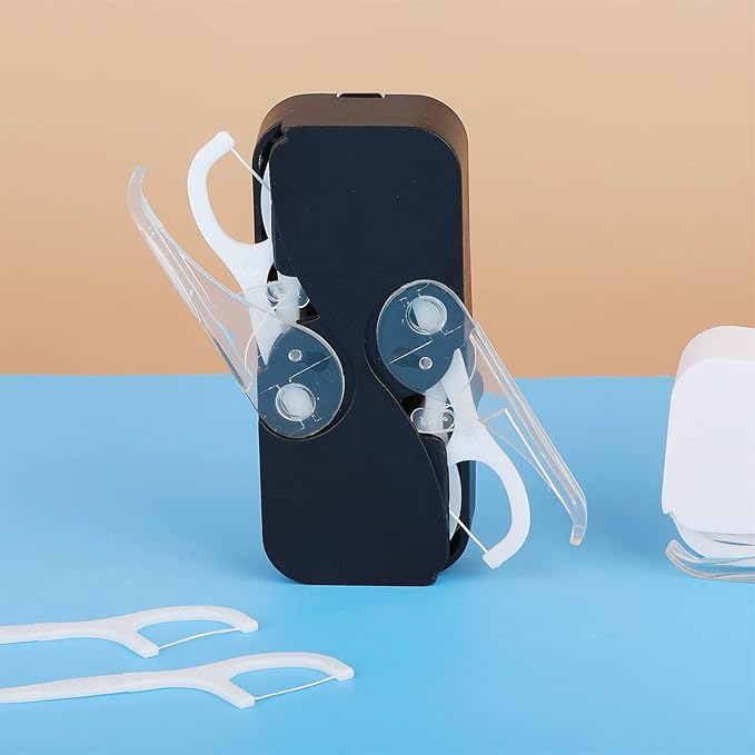 WLLHYF Portable Dental Floss Case Automatic Dental Floss Pick Organizer Case Travel Flosser Dispenser Storage Case Refillable Holder Boxes with 10 Floss Picks for Teeth Cleaning