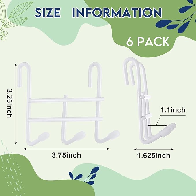 Teenyyou 6 Pack 3 Hook Attachment for Wire Shelving 3.75" l x 1.625" d x 3.25" h Wire Shelving Hooks Accessories Steel Hanging Rack Metal for Storage Organizer(White)