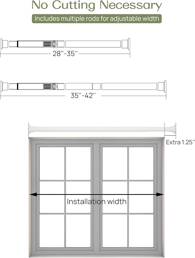 ALLZONE Heavy Duty Tension Shower Curtain Rod 28-42 Inches for Bathroom, Window, Non-Slip, Adjustable with Strong Spring Pole for Closet, Doorway, No Rust, No Drilling, White