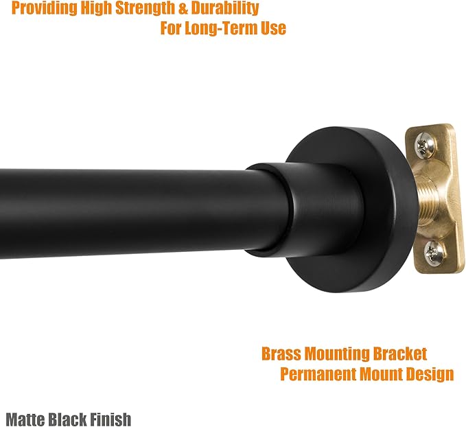 Artiwell Heavy Duty Shower Rod, Adjustable Shower Curtain Rod, Expandable 47-84 Inch, Permanent Mount Shower Rod, Never Rust Stainless Steel For Window Curtain and Closet, Matte Black