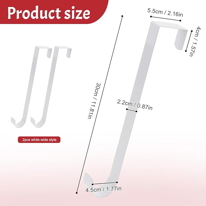 12 in Wreath Hanger for Front Door 2 Pack White Wreath Hangers Over The Door Wreaths Hanger Hook Christmas Wreaths Hook Decorative Halloween Easter Hangers Sturdy Home Hanging Wide