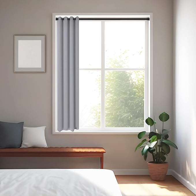Black Tension Rods for Windows 28 to 48 Inch 4Pack Spring Curtain Rod Tension Curtain Rod Expandable Pressure Shower Curtain Rod Tension No Drill Adjustable Curtain Rods for Bathroom,Doorway,Door