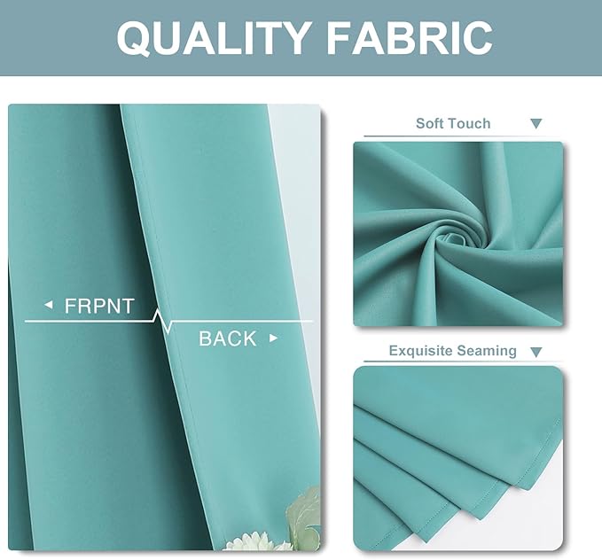 ChrisDowa Blackout Curtains 70 inches Wide for Bedroom - Extra Wide Grommet Thermal Insulated Room Darkening Curtains for Living Room (1 Panel, Aqua, 70 x 63 Inch)