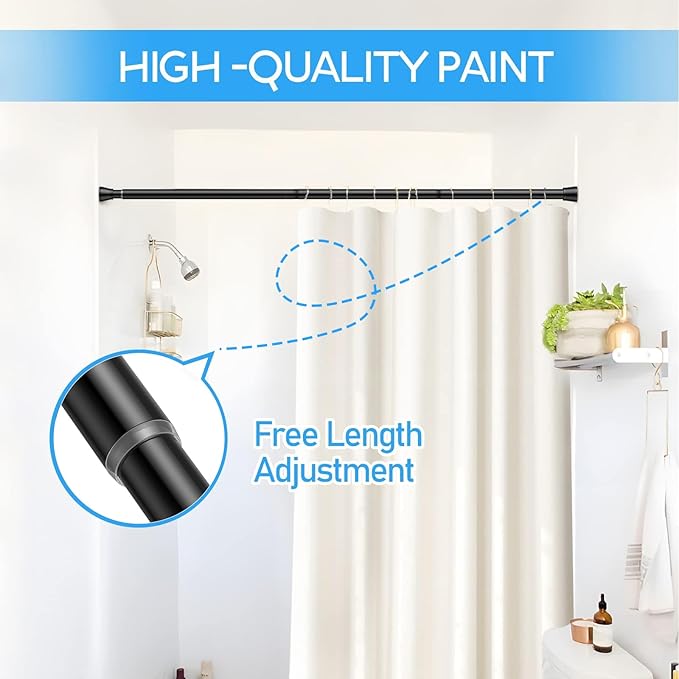 2 Pack Spring Tension Rods 45-77IN, 7/8 Inch Diameter Black No Drill Spring Loaded Adjustable Extendable, Small Short Tension Curtain Rod for Windows Kitchen Doorway Closet Cupboard