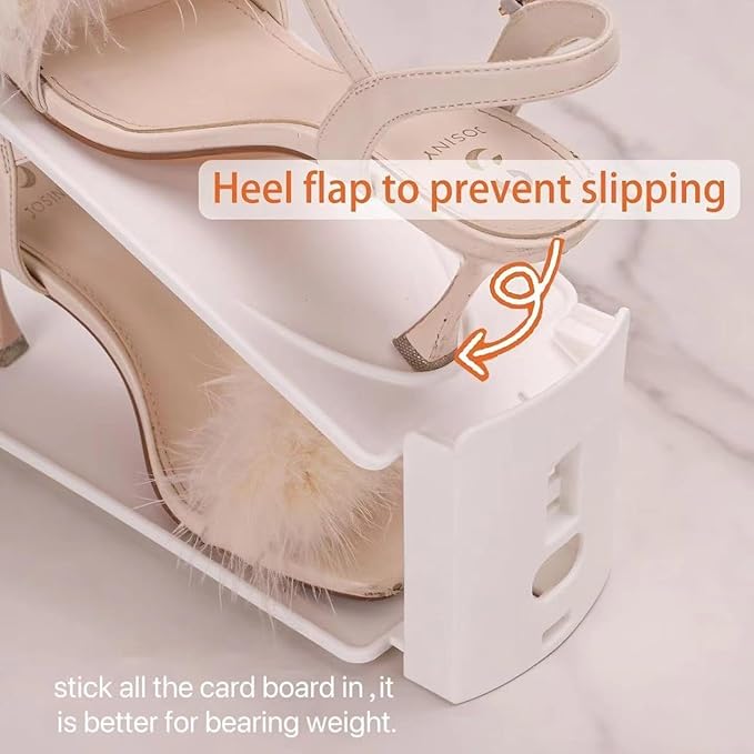 Shoe Slots Organizer, Clear Shoe Stacker, Adjustable Level Shoe Rack,Storage Space Saver for Sneakers Display (white, 20Pack)