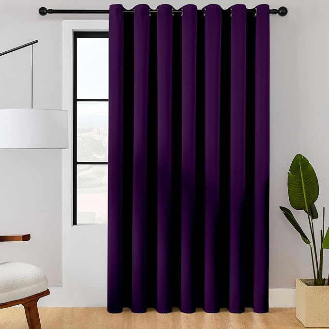 ChrisDowa Room Divider Curtain 120 Inches Long, Wide Blackout Sliding Door Curtain for Bedroom, Room Darkening Privacy Window Curtain for Patio Door (1 Panel Set, Royal Purple, 100 x 120 Inch)