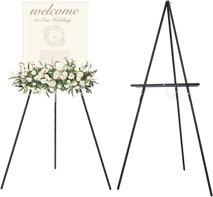MEEDEN Wooden Easel Stand for Display: Black Wood Tripod for Wedding Sign - Poster Board Holder for Welcome Picture