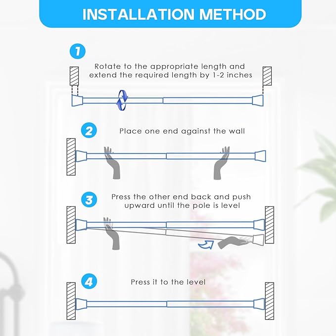 Tension Rod 16 to 26 Inch Sliver Tension Curtain Rod No Drill Spring Tension Rod 2pack Small Tension Rod for Cupboard Closet Bookshelf Diy Projects Wardrobe Spring Loaded Curtain Rods