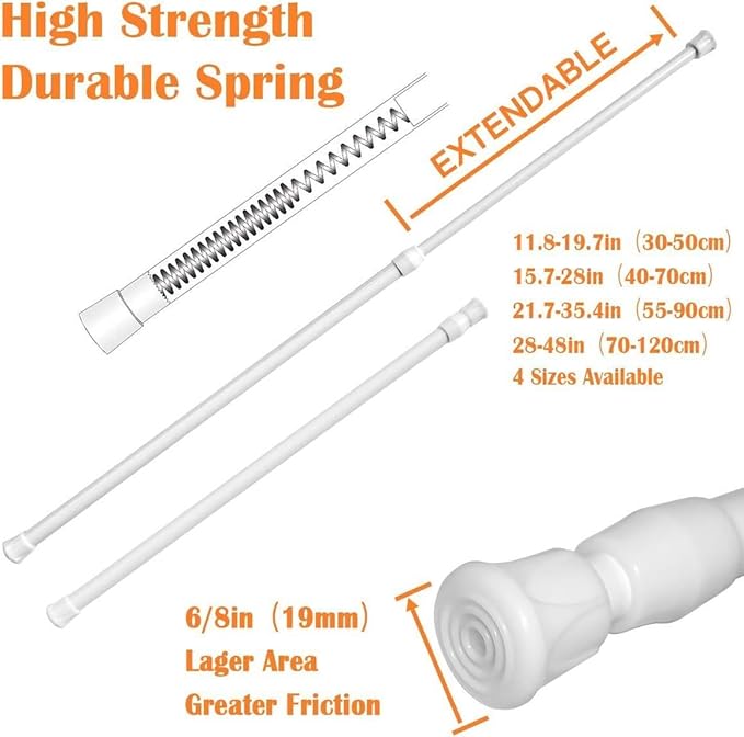 KXLife 6 Pack Spring Tension Curtain Rod 16-28", Tension Rods No Drill for Window, Cupboard Bars Rod, Oak