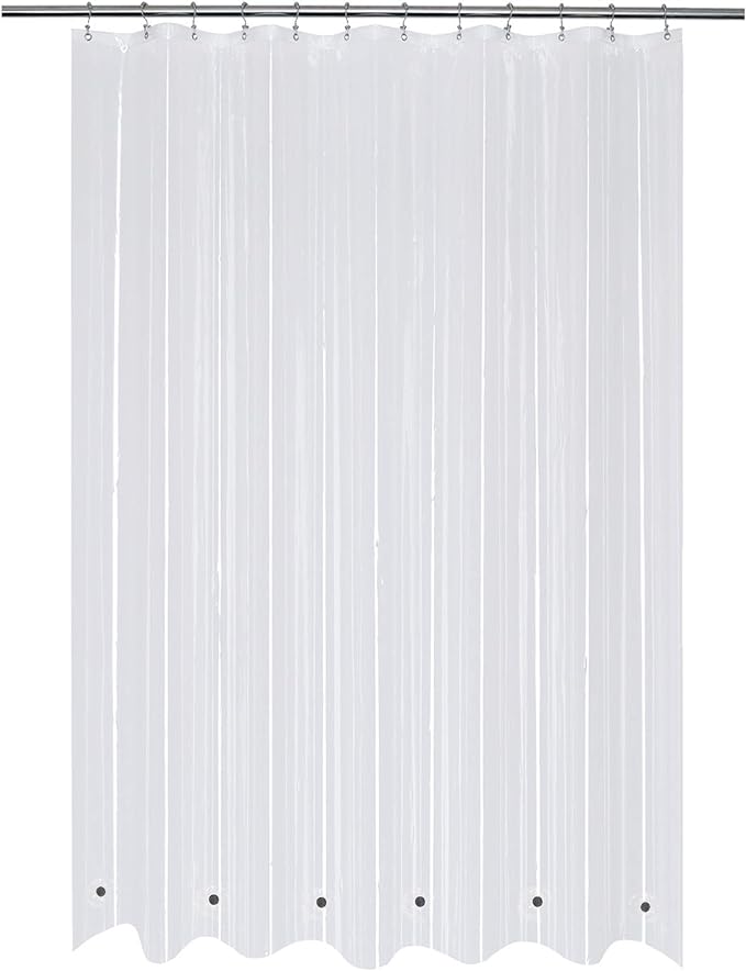 Mrs Awesome Extra Long Shower Curtain Liner with 6 Magnets 72 x 84 inch, Clear PEVA 8G Heavy Duty Thick Plastic Shower Curtain, Waterproof, 72x84