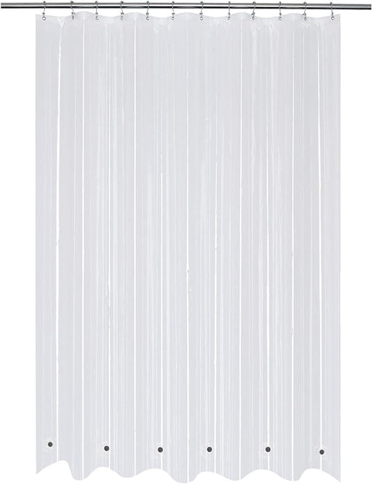 Mrs Awesome 72x96 Extra Long Shower Curtain Liner with 6 Magnets Clear PEVA Thick & Heavy Duty Plastic Shower Curtain for Bathroom, Waterproof, 72 x 96 inches, Clear