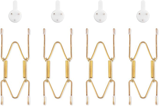 Bilillo 4 Pack Plate Hangers for The Wall, Suitable for 4-5 inch Art Plate, Stainless Steel Invisible Heavy Duty Wire Plate Holder with Wall Hooks, Plate Hangers for Displaying Plates, Platter, Dish