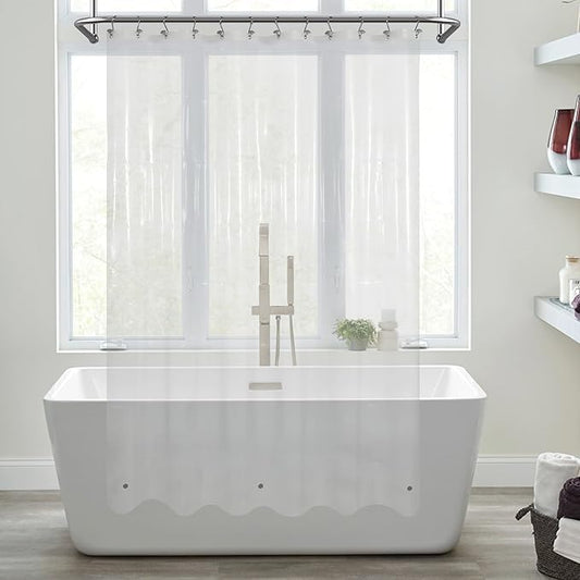Mrs Awesome Long Shower Curtain Liner with 3 Magnets, 72x78 Clear PEVA Shower Liner, 78 Length Plastic Shower Curtain for Bathroom, Waterproof, 72 x 78, Clear