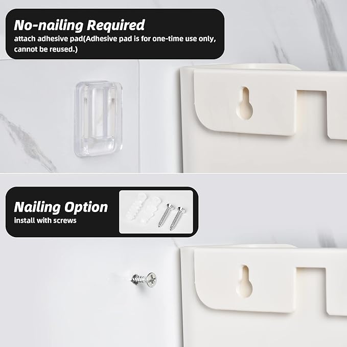 Jomola No Drilling Wall Mount File Holder - Mail Organizer with Adhesive Pad, Off-White (1 Count)