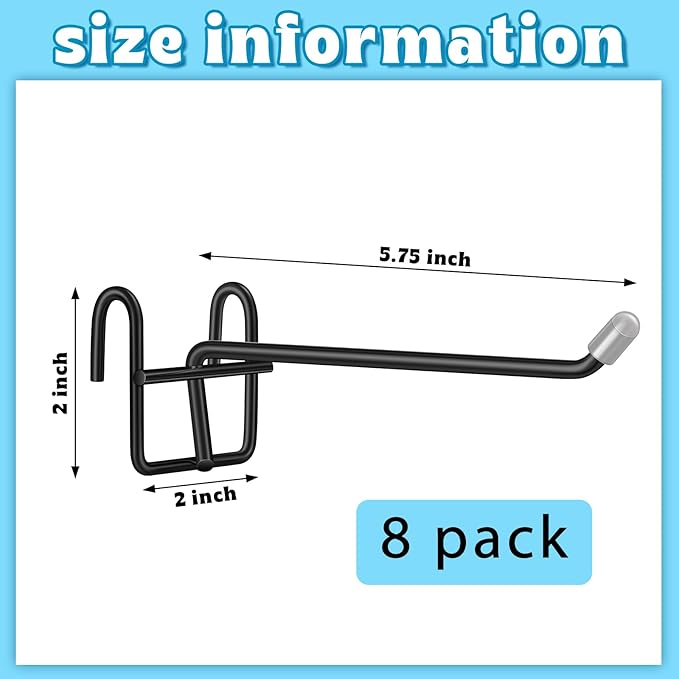 MorningRo 8 Pcs Accessory Hooks for Wire Shelving with Rubber Cover Heavy Duty Metal Hooks for Hanging Kitchen Utensils Wire Shelf Accessories Room Organization (Black)