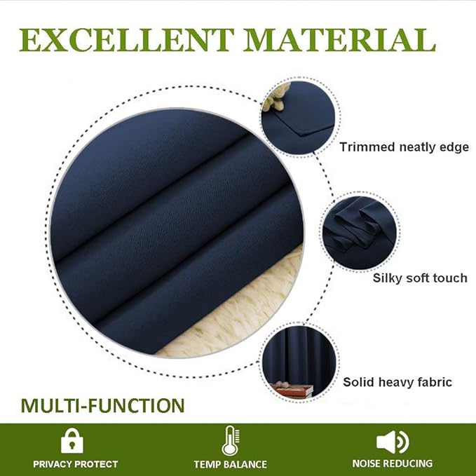 NICETOWN Bedroom Window Blackout Curtain Panel - Thermal Insulated Blackout Drape/Drapery for Loft, Guestroom (Navy, 1 Panel, 70 x 84 inch)