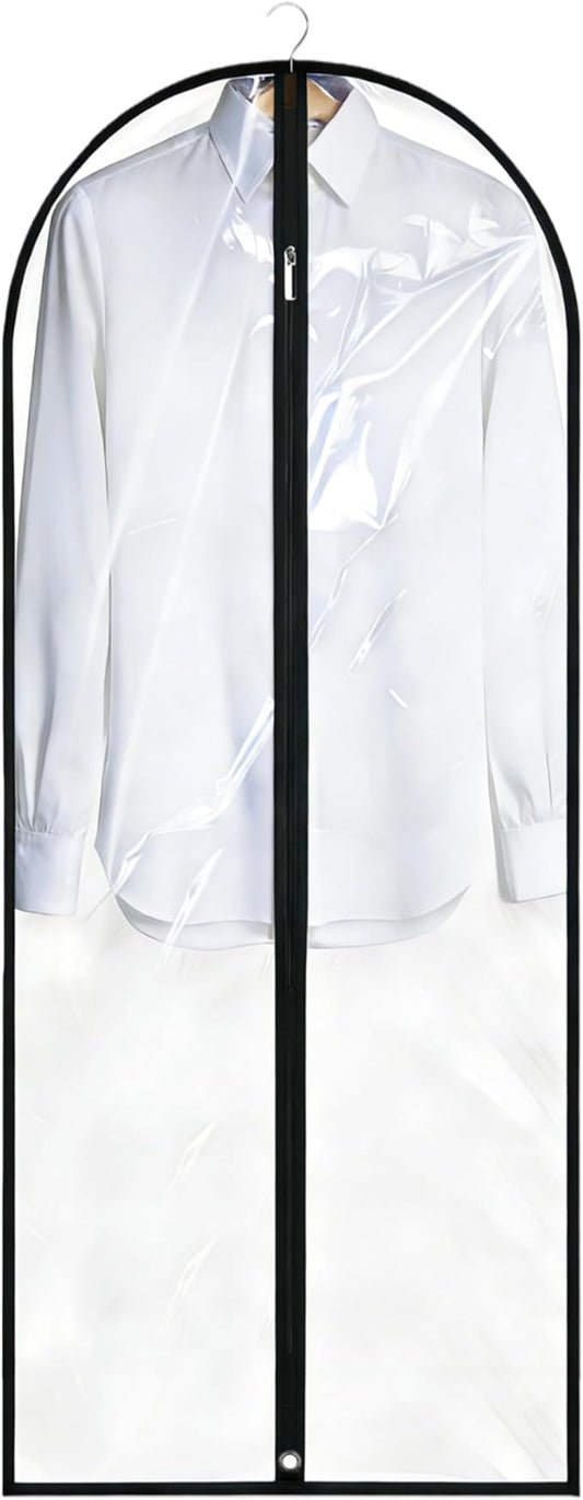 Dress Bags for Gowns Long, 65'' Garment Bags for Hanging Clothes, Suit Bag Cover for Storage and Travel (Clear)