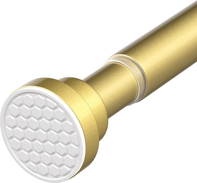 Tension Curtain Rod 30-64 Inch Gold Adjustable Curtain Rods No Drilling Expandable Pressure Spring Tension Curtain Rod 7/8" Spring Loaded Curtain Rods For Windows Bedroom Closet Doorway Door