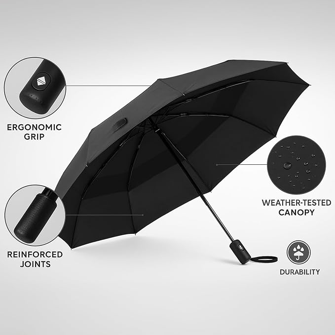 Mr. Pen- Windproof Travel Umbrella, Small Water-Resistant Automatic Folding Umbrella for Rain and Sun, Light, Compact and Portable for Women & Men, Fits Car & Backpack