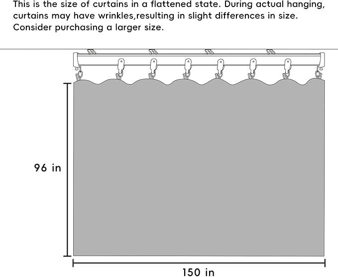 Room Divider Curtains Flexible Ceiling Tracks set Curtain track Ceiling Mount Blackout Curtain for Living Room Bedroom Ceiling Curtain Rod Privacy Divider Panel W150xH96 GreyishWhite Drape&Black rail