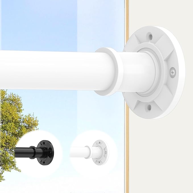 Tension Curtain Rod 31-88 inch White Shower Curtain Rods for Bathroom Adjustable Curtain Rods No Drilling for Windows Spring Rod for Closet Tension Or Screw Mount Easy Install Non Slip, No Rust