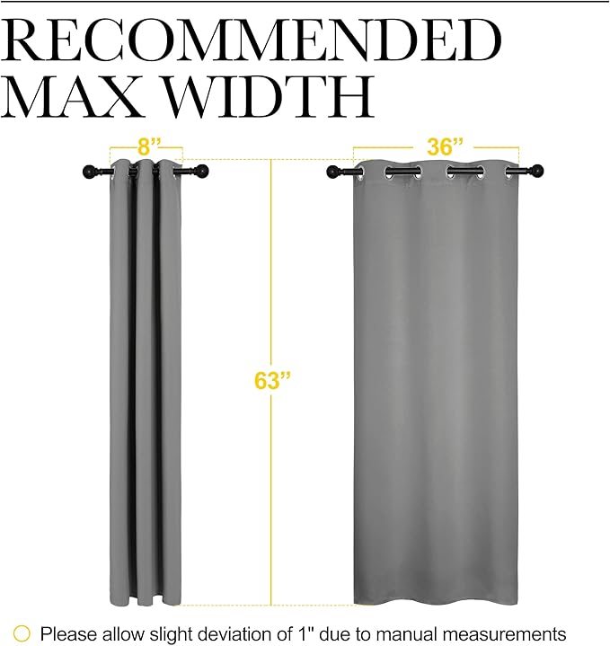 NICETOWN Blackout Curtain Blind for Bedroom Thermal Insulated Grommet Blackout Room Darkening Drape/Drapery (Single Panel, W42 x L63 inches, Silver Grey/Gray)