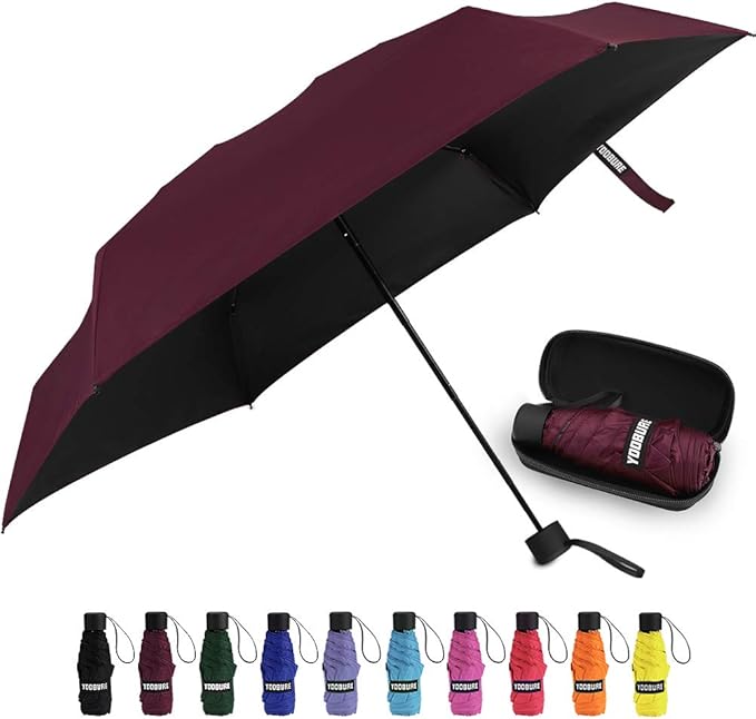 Yoobure Small Mini Umbrella with Case Light Compact Design Perfect for Travel Lightweight Portable Parasol Outdoor Sun&Rain Umbrellas