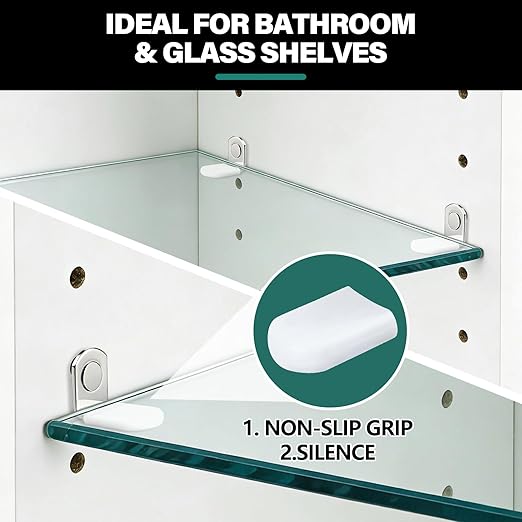24 Pack Shelf Pegs 5mm (3/16'') with Storage Box, L-Shaped Metal Shelf Pins with Anti-Slip Caps, Nickel Plated Replacement for Kitchen Pantry, Bookcase, Medicine Cabinet & Glass Shelves