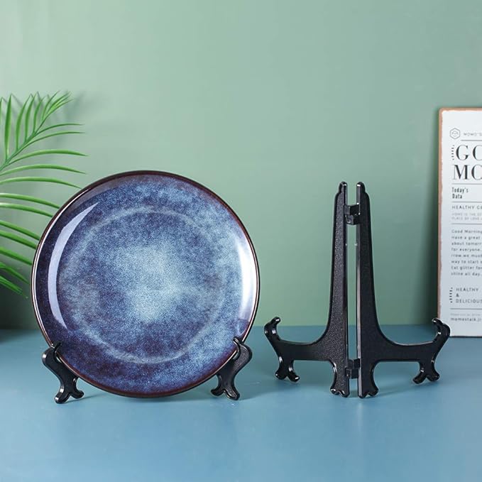 Artliving 10 Inch Black 6pcs/Set Plastic Easels Plate Display Stands Picture Frame Stand Holder