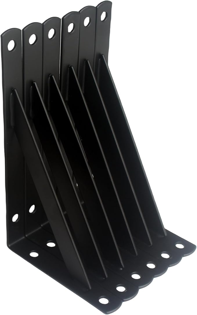 6 Pack L6 x H 3.5" Black Heavy Duty Shelf Brackets with Screws Metal Shelf Brackets Shelf Support Angle Brackets for Shelves L Brackets Heavy Duty Floating Shelf