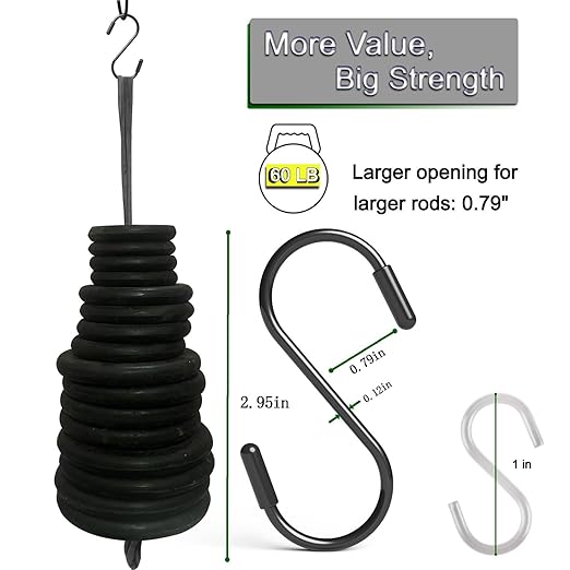 Heavy Duty Metal S-Hooks for Hanging, 3 Inch 10 Pack Vinyl Coated S Hooks for Hanging Plants, Kitchen Utensils, Bags, Jeans, Pots (Black)