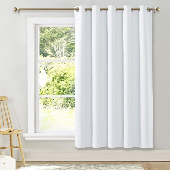 NICETOWN Sliding Door Curtain Window Treatment, Home Decoration Extra Wide Solid Blackout Curtains/Drapes for Patio Door (Pure White, W70 x L72)
